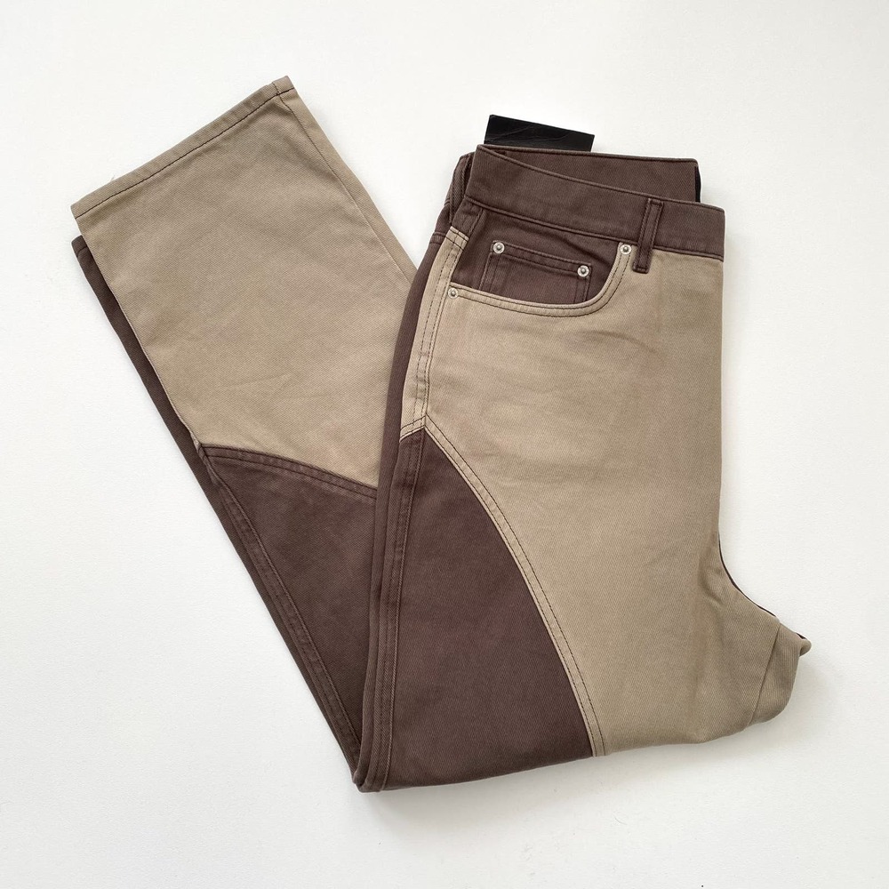 New BDG Urban Outfitters Patchwork Cowboy Jean Denim Brown/Cream Women's Size 31 - Picture 2 of 7